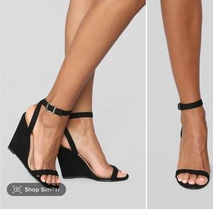 Women’s Fashion Nova Black Wedges “Excuse Me Miss Wedges” Used Size 8.5